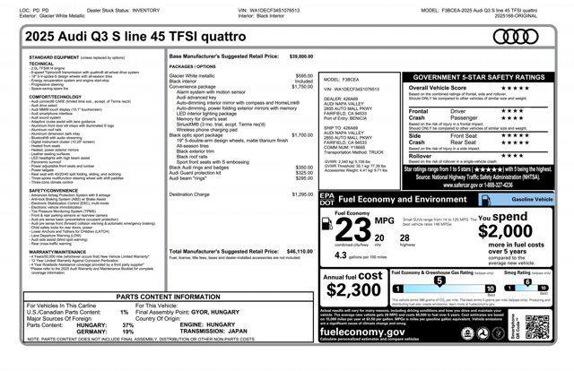 new 2025 Audi Q3 car, priced at $46,110