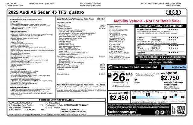 used 2025 Audi A6 car, priced at $45,951