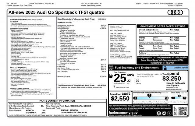 new 2025 Audi Q5 car, priced at $66,975