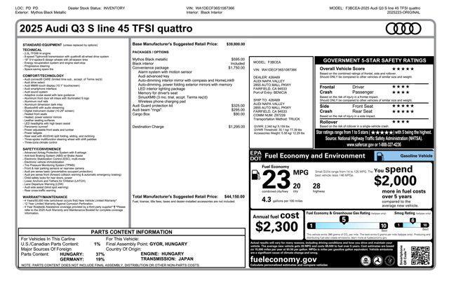 new 2025 Audi Q3 car, priced at $44,150
