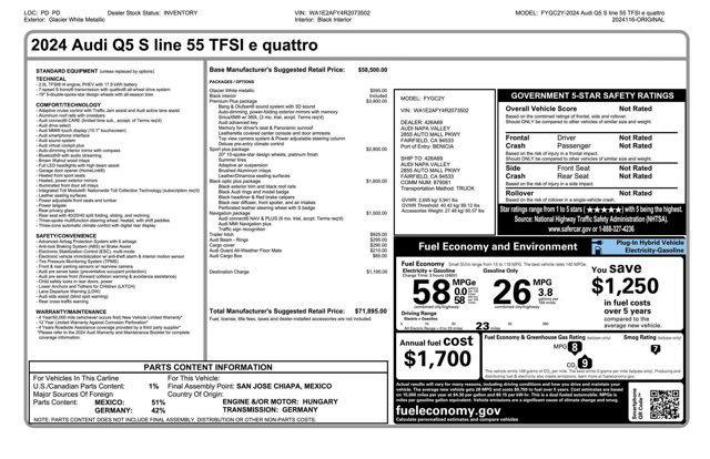 new 2024 Audi Q5 car, priced at $66,395