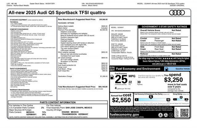 new 2025 Audi Q5 car, priced at $64,140