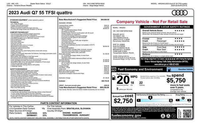 used 2023 Audi Q7 car, priced at $67,190