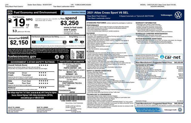 used 2021 Volkswagen Atlas Cross Sport car, priced at $29,788