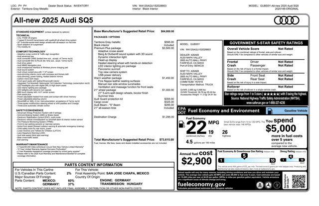 new 2025 Audi SQ5 car, priced at $73,615