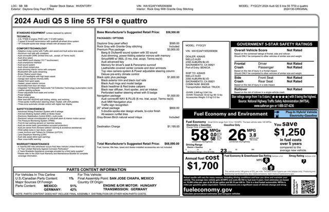 new 2024 Audi Q5 car, priced at $63,590