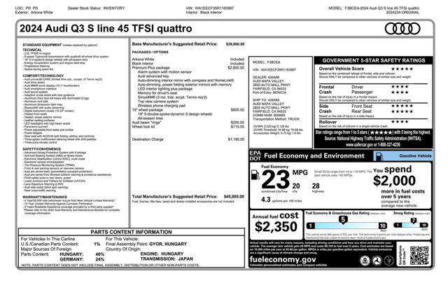 new 2024 Audi Q3 car, priced at $44,505