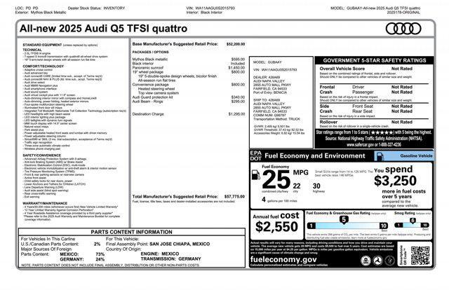 new 2025 Audi Q5 car, priced at $57,775