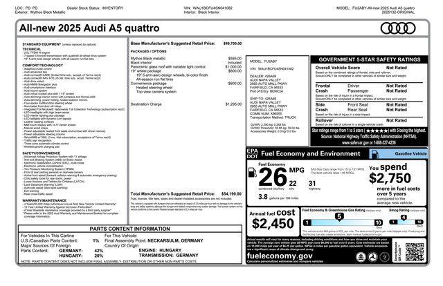new 2025 Audi A5 car, priced at $54,190