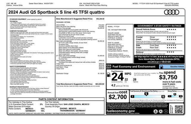 new 2024 Audi Q5 car, priced at $61,020