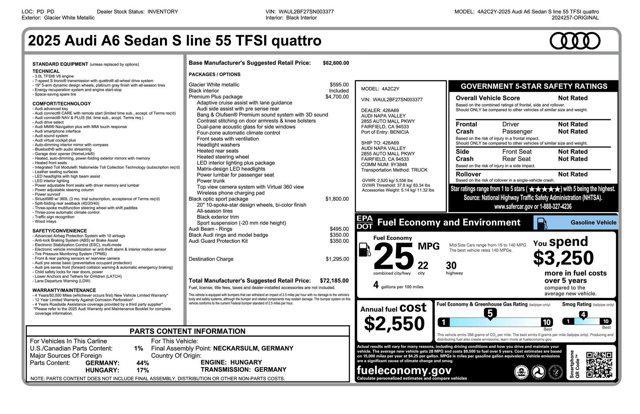 new 2025 Audi A6 car, priced at $69,185