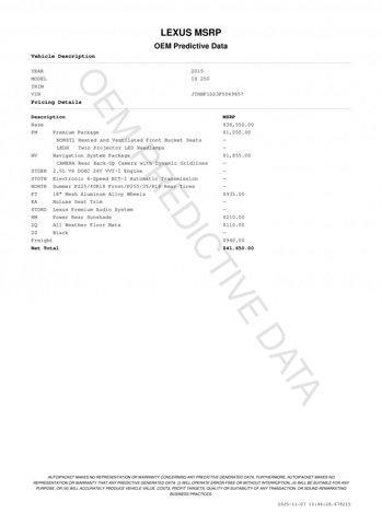 used 2015 Lexus IS 250 car, priced at $17,998