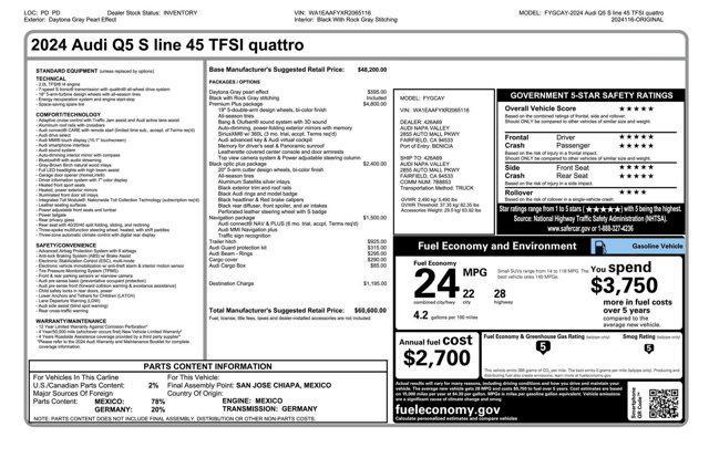 new 2024 Audi Q5 car, priced at $55,146