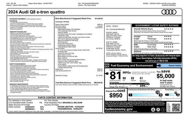 new 2024 Audi Q8 e-tron car, priced at $90,045