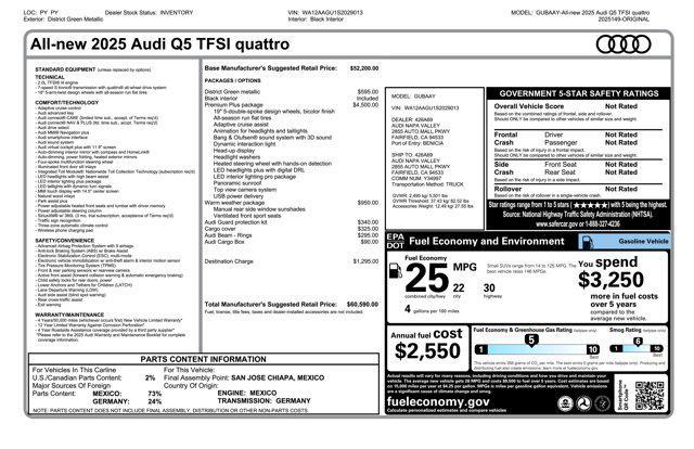 new 2025 Audi Q5 car, priced at $60,590