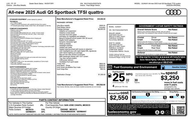 new 2025 Audi Q5 Sportback car, priced at $65,850
