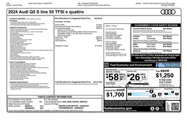 used 2024 Audi Q5 e car, priced at $46,788