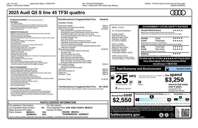 new 2025 Audi Q5 car, priced at $61,150