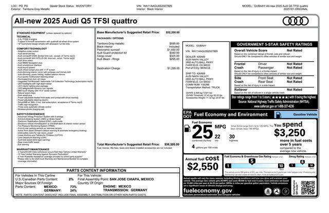 new 2025 Audi Q5 car, priced at $56,500