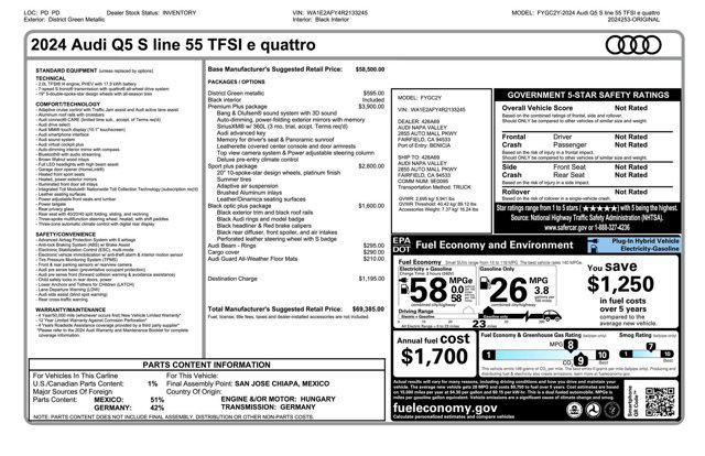 new 2024 Audi Q5 car, priced at $63,885