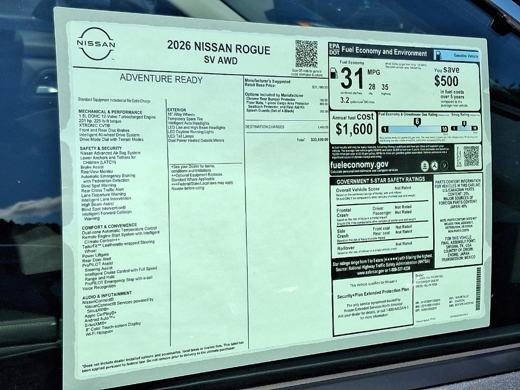 new 2026 Nissan Rogue car, priced at $34,656