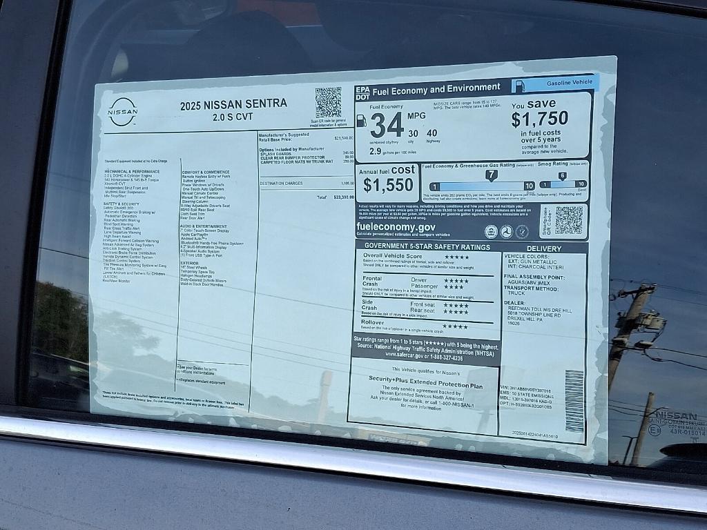 new 2025 Nissan Sentra car, priced at $20,853