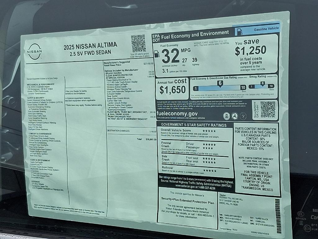 new 2025 Nissan Altima car, priced at $28,972