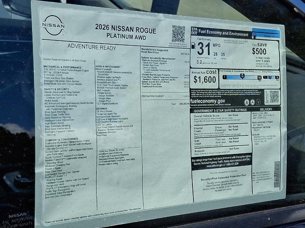 new 2026 Nissan Rogue car, priced at $40,424