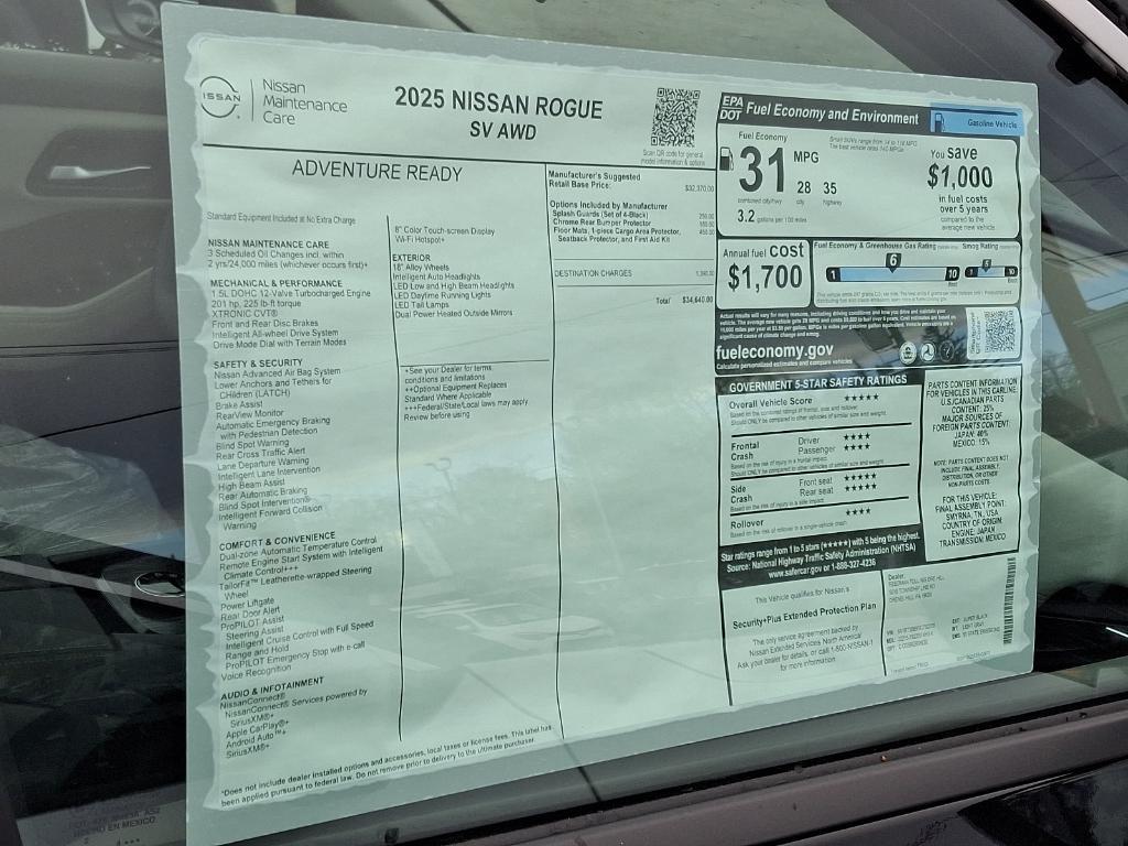 new 2025 Nissan Rogue car, priced at $34,196