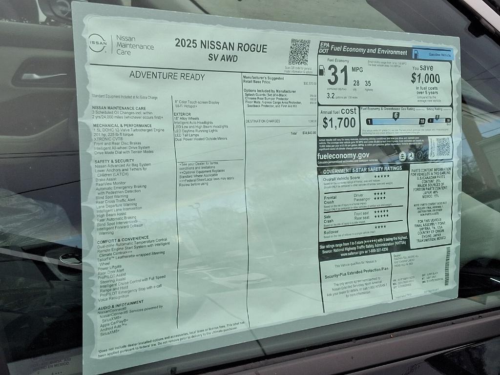 new 2025 Nissan Rogue car, priced at $35,696