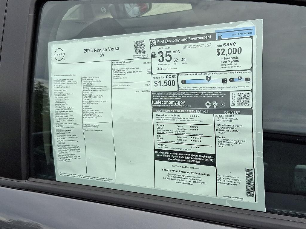 new 2025 Nissan Versa car, priced at $20,742