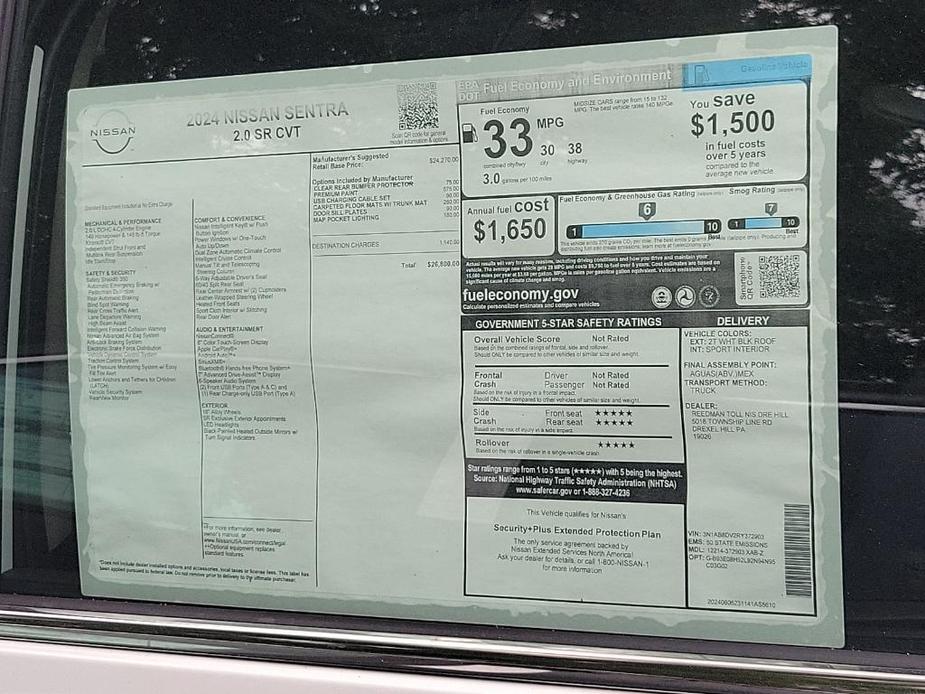 new 2024 Nissan Sentra car, priced at $26,356