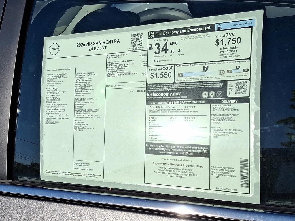 new 2025 Nissan Sentra car, priced at $21,787