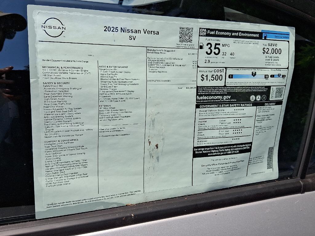new 2025 Nissan Versa car, priced at $22,009