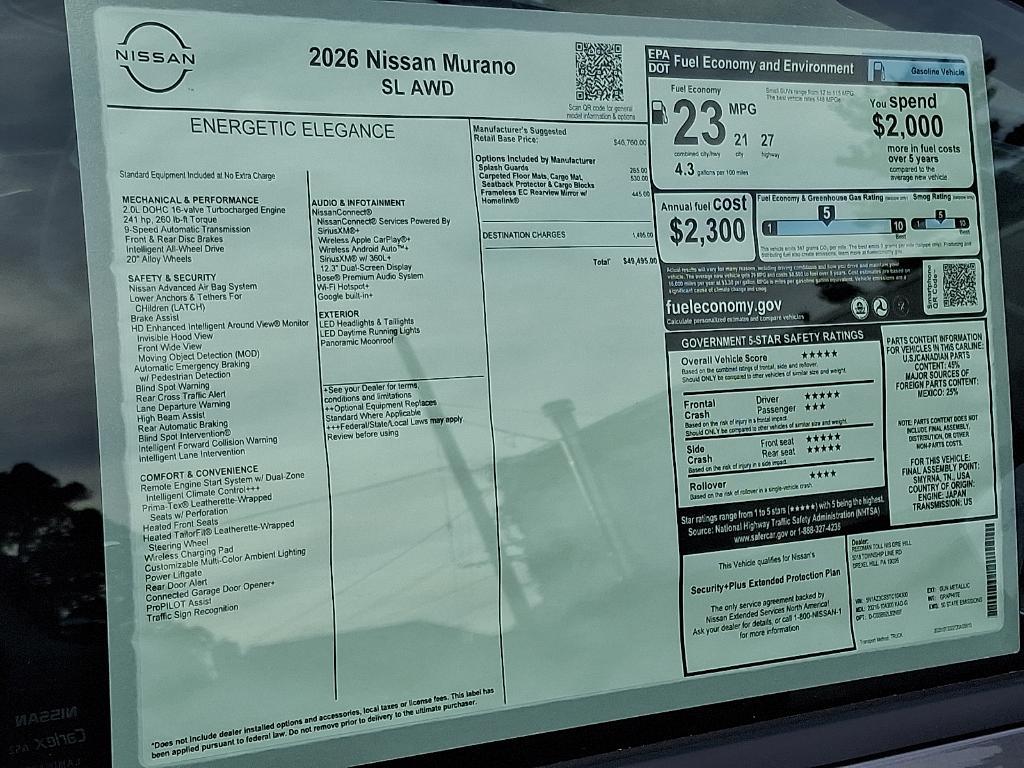 new 2026 Nissan Murano car, priced at $47,196