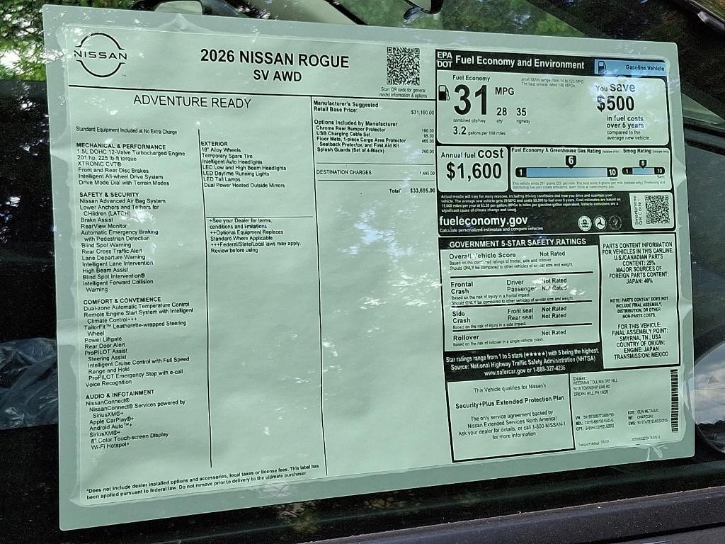 new 2026 Nissan Rogue car, priced at $31,364
