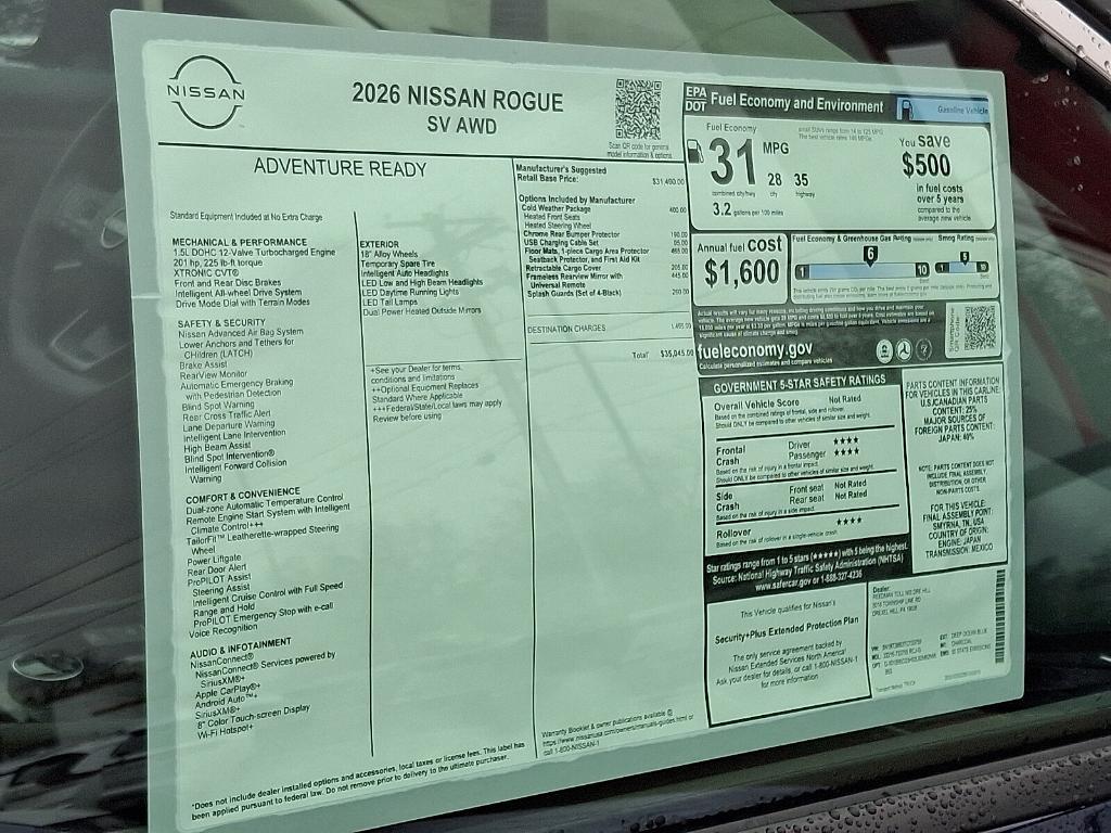 new 2026 Nissan Rogue car, priced at $32,576