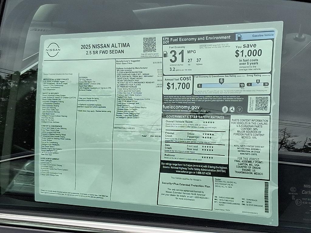 new 2025 Nissan Altima car, priced at $32,372