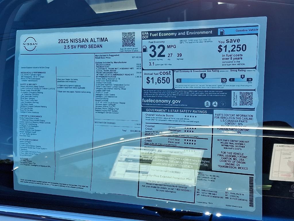 new 2025 Nissan Altima car, priced at $28,958