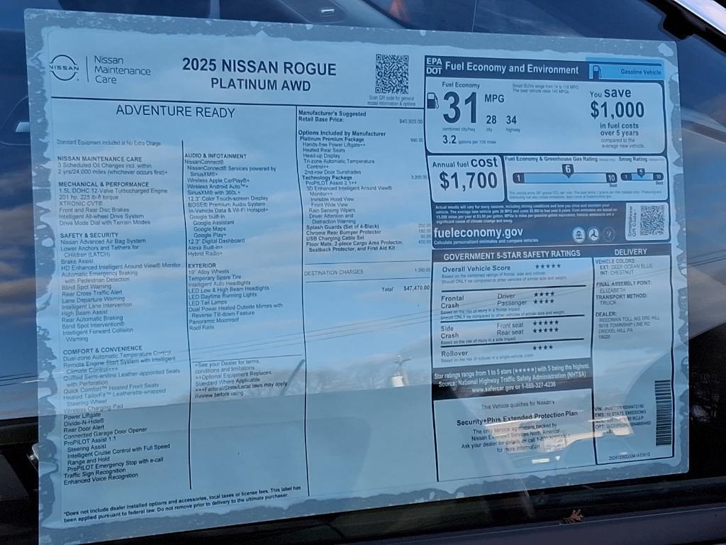 new 2025 Nissan Rogue car, priced at $47,026