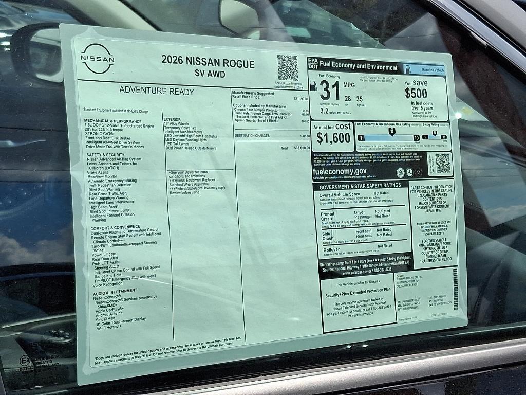 new 2026 Nissan Rogue car, priced at $34,656