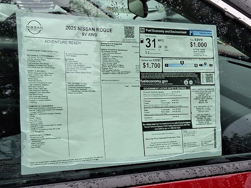 new 2025 Nissan Rogue car, priced at $34,148