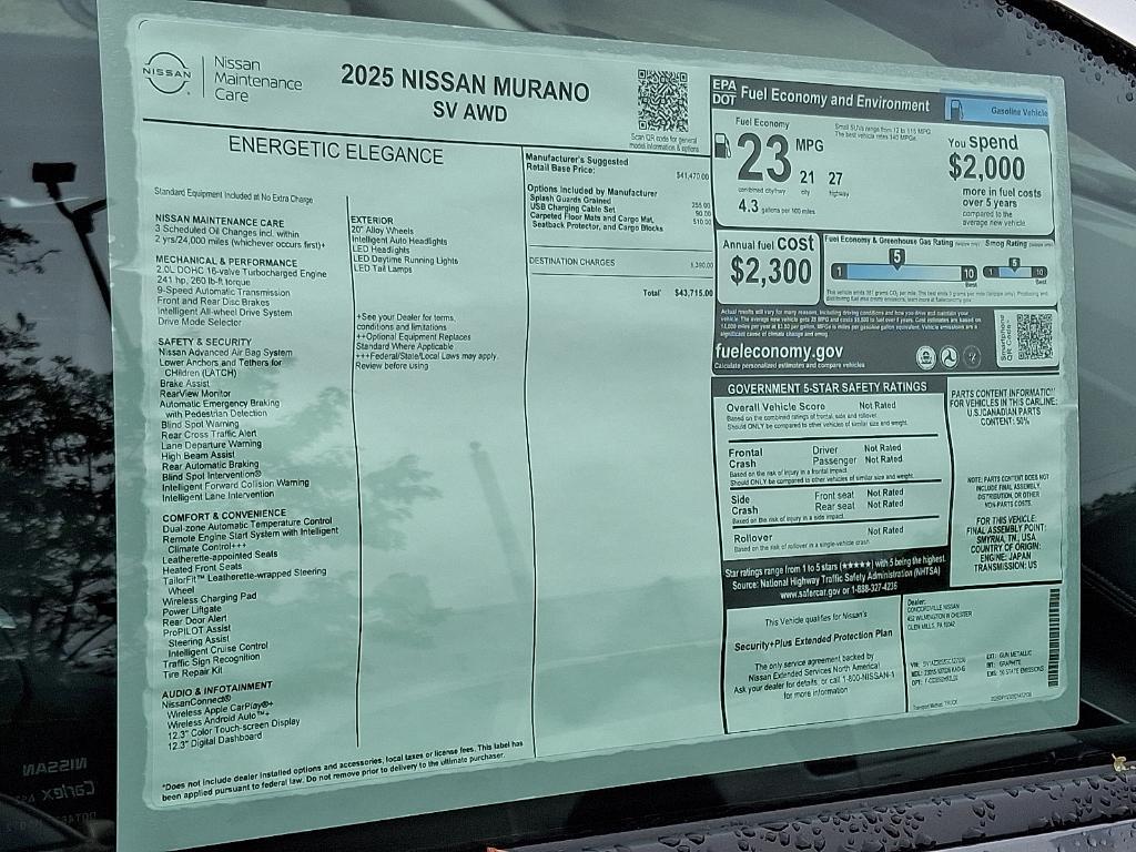 new 2025 Nissan Murano car, priced at $41,548