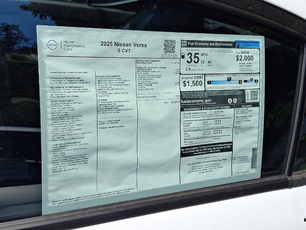 new 2025 Nissan Versa car, priced at $21,567