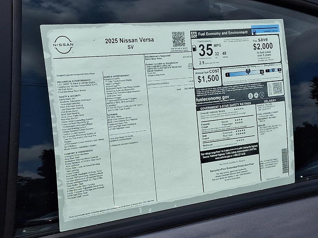 new 2025 Nissan Versa car, priced at $20,553