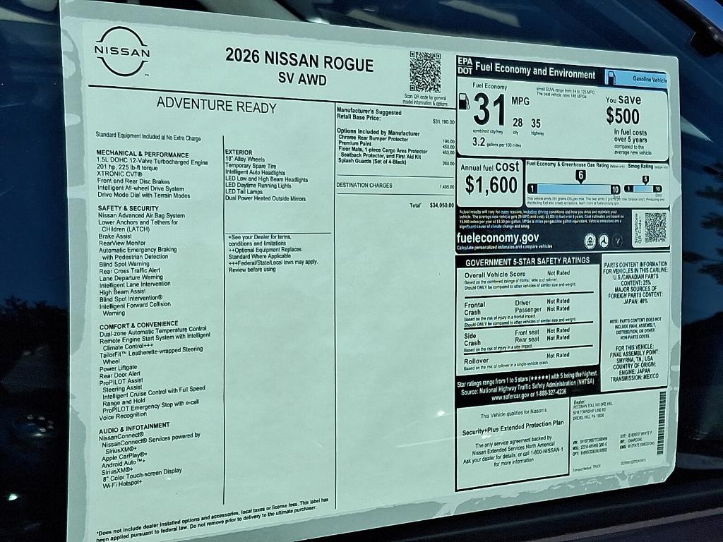 new 2026 Nissan Rogue car, priced at $31,688