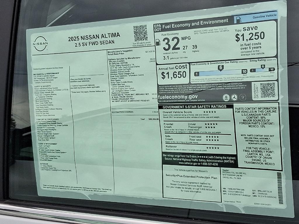 new 2025 Nissan Altima car, priced at $27,381