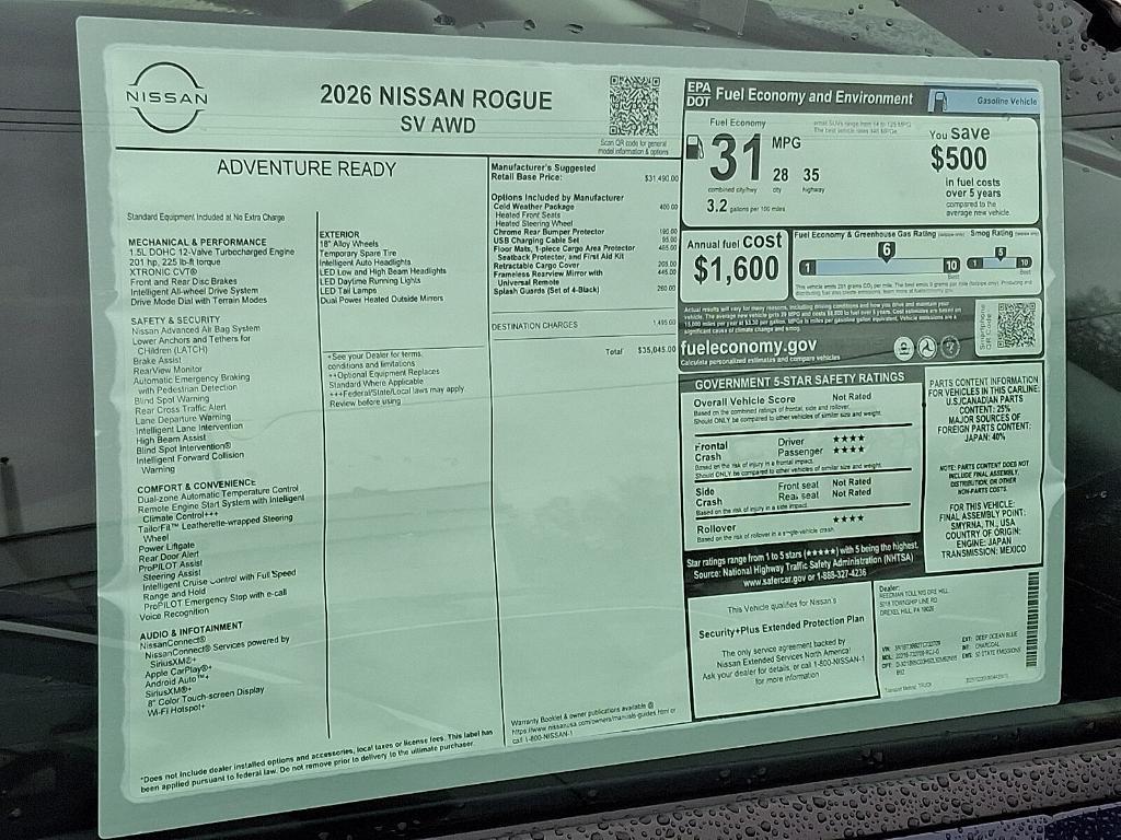 new 2026 Nissan Rogue car, priced at $32,576