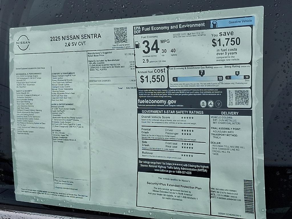 new 2025 Nissan Sentra car, priced at $23,306