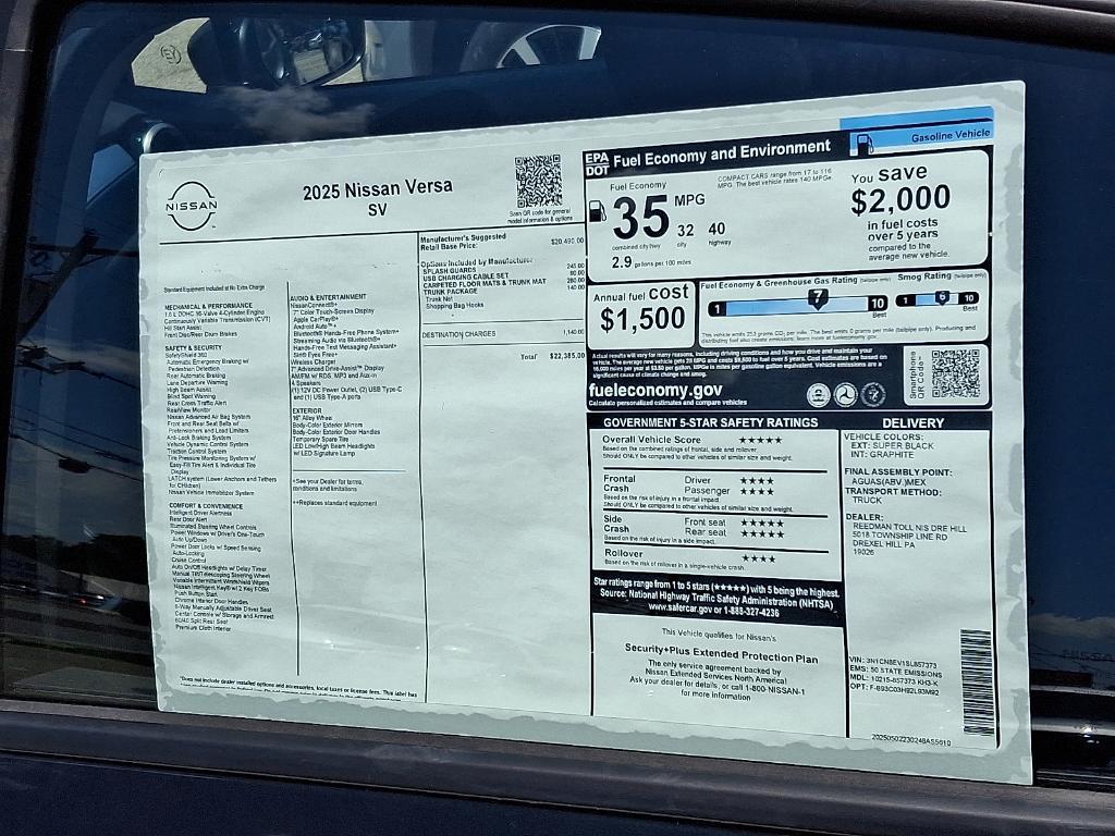 new 2025 Nissan Versa car, priced at $22,009